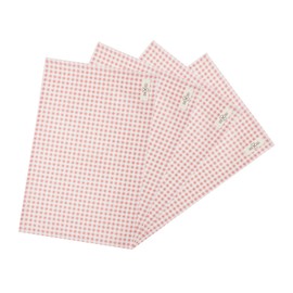 wellhouse Cotton Linen Placemat, Large, 23.6 x 15.7 inches (60 x 40 cm), Checkered Pattern, Cloth, Table Mat, Set of 4 (Pink)