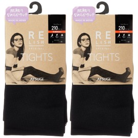 ATSUGI RELISH Original Tights, Cotton Blend, 210 Denier Matt Plain, Pair Set - blk
