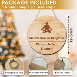 10" Round Wooden Sign, Meditation In Progress, Please Do Not Disturb, Door, Wall Hanging Decor Sign, Yoga, Fitness Room Wall Art Rustic Vintage Decoration - A02