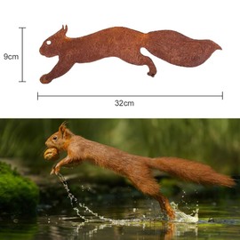 Voarge Rusty Squirrel to Screw in Wood, Rusty Squirrel, Squirrel Decoration, Garden Decorations for Outdoor Use, Rust Decoration for Garden