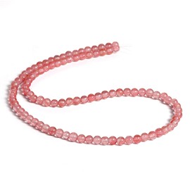 BEADNOVA 4mm Natural Watermelon Cherry Quartz Gemstone Round Loose Beads for Jewelry Making (94-96pcs)