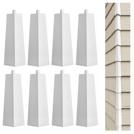 8 Pack Aluminum Siding Corners 8 Inch White Outside Siding Corner Caps with Nails Smooth Metal Corner Panels Trim for Wooden or Mobile Home House Exterior