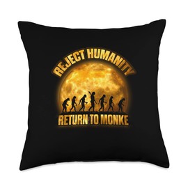 Reject Humanity Return To Monke Meme Monkey Evolution Throw Pillow