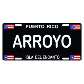 Fast Service Designs Puerto Rico FLAG ARROYO LICENSE PLATE CAR Boricua Black Emblem