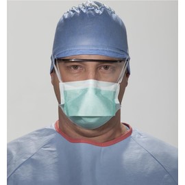 HALYARD DUCKBILL Mask, 3 Layer Construction, Pouch Style w/Ties, Green, 37525 (Case of 300)