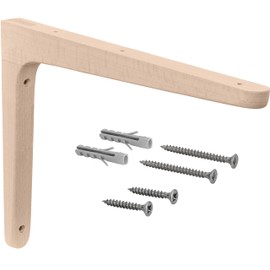 Gedotec Wooden Console Made of Beech, 1 Piece Shelf Bracket Made of Solid Natural Wood, 200 x 125 mm, TAUM, Pair Load Capacity up to 75 kg, Shelf Holder Suitable for Bookshelves, Heavy Duty Support