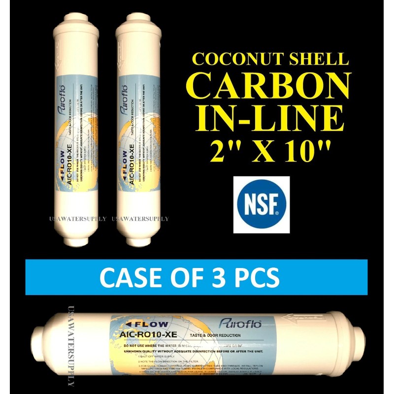 PUROFLO Post Inline Carbon GAC Water Filter for Reverse Osmosis