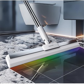 JOYBOS Rubber Squeegee for Floor, 50'' Long Handle Floor Squeegee Broom, Silicone Broom for Pet Hair Remover, Sweeper Window Squeegee for Floor, Tile, Grout, Brick, Decks, Garages,Basement