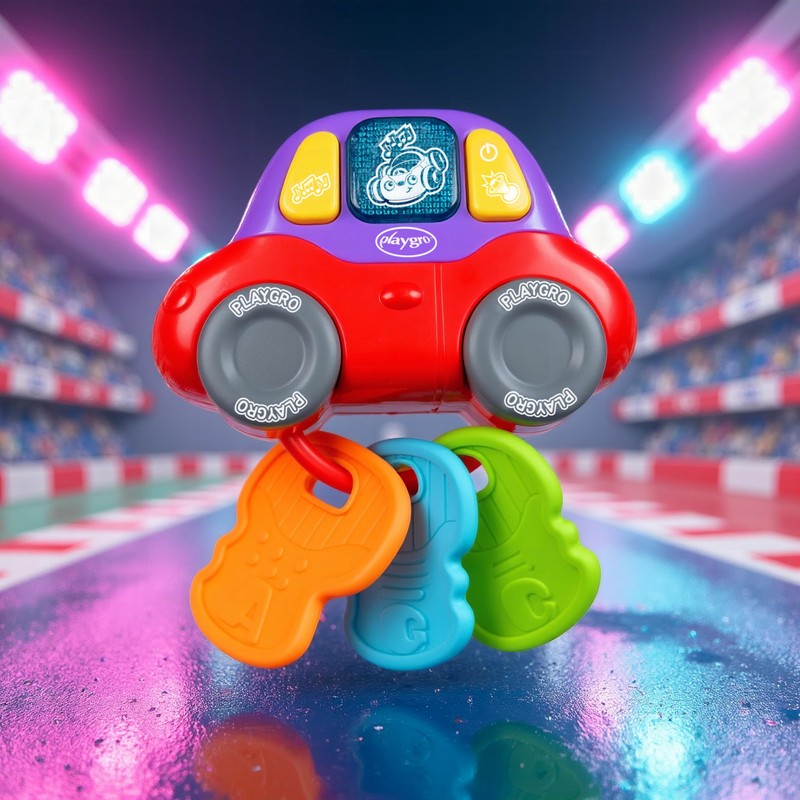 Playgro Beep and Play Keys Baby Rattle Interactive Keychain Musical