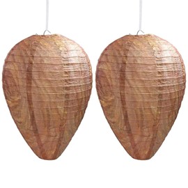 DECYOOL DECYOOL 2 Pack Paper Wasp Nest Decoy Hanging Wasp Nest Stay Away from Wasps Hornets Yellow Jackets(Paper Dark Brown)
