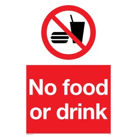 Viking Signs PV5356-A4P-V "No Food Or Drink" Sign, Vinyl, 300 mm H x 200 mm W