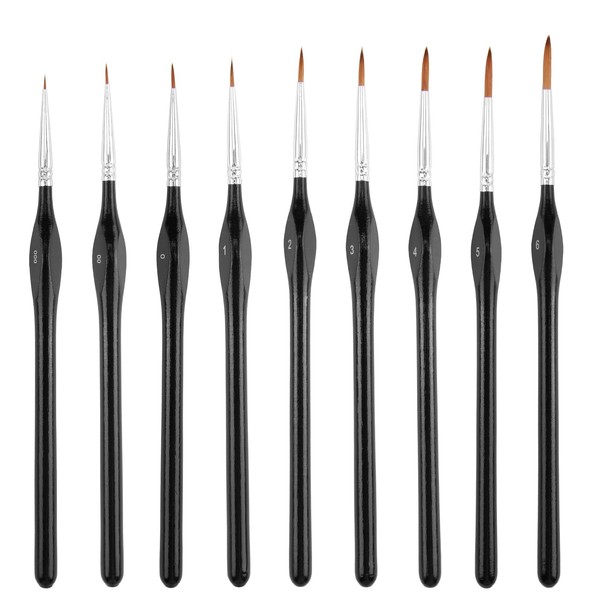 Detail Brush Set with 9 Fine Brushes for Precise Painting,