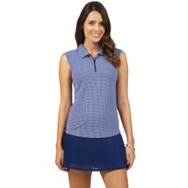 IBKUL Athleisure Wear Sun Protective UPF 50+ Icefil Cooling Mini Check Sleeveless Polo 14754 Navy/White/Mini Check/S