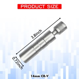 pvotawp 14MM Spark Plug Socket, Magnetic Swivel Spark Plug Socket Set, Universal Standard 3/8" Drive 12 Point Thin Wall Magnetic Rotating Socket Removal Tool for Most Vehicles