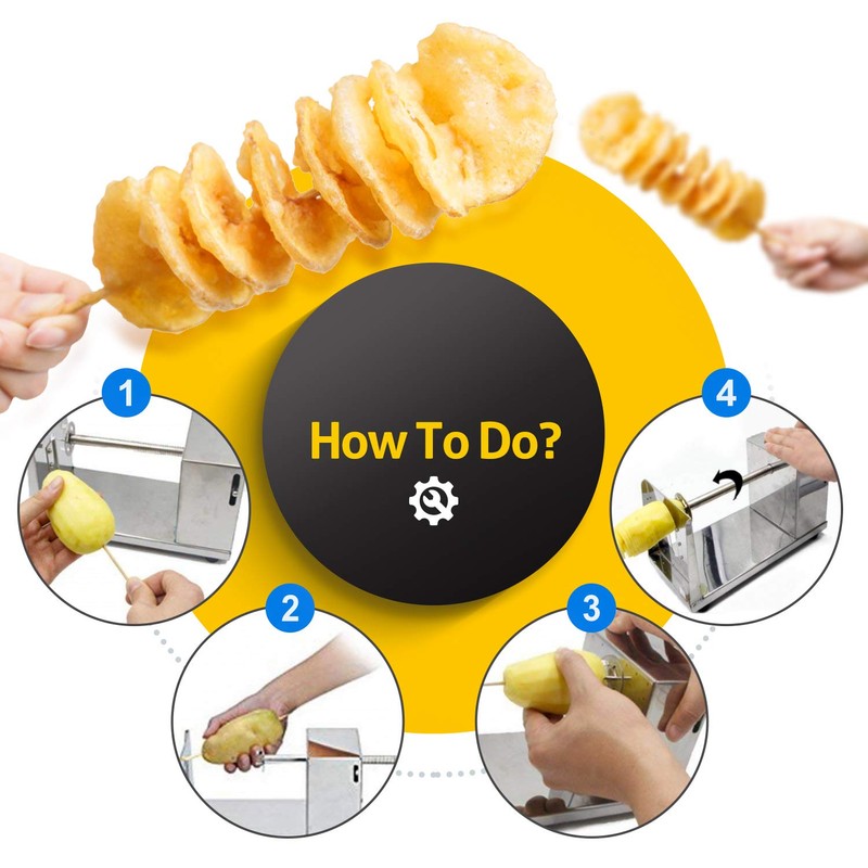 RioRand Manual Spiral Potato Cutter, Stainless Steel Tornado Twister with