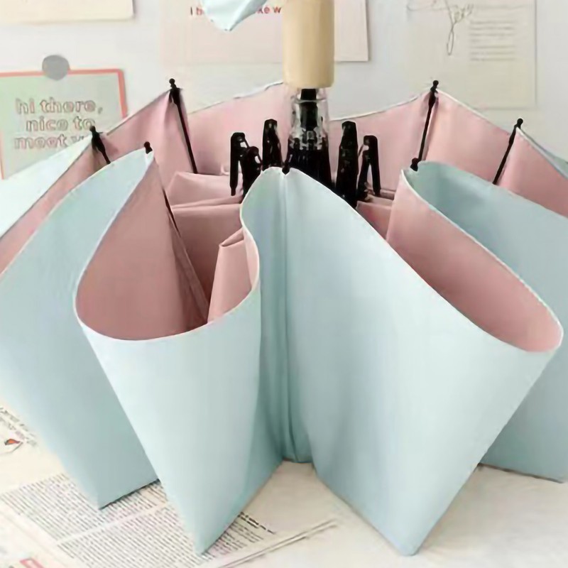 Folding Sun Umbrella UV Blocking Pure Color Black Rubber Sunscreen