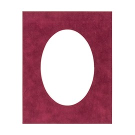 3x5 Mat For 6x7.5 Frame - Precut Dark Red Suede Oval Shaped Photo Mat Board Opening - Acid Free Matte to Protect Your Pictures - Bevel Cut for Family Photos, Pack of 1 Matboard
