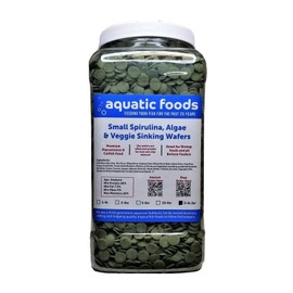 Aquatic Foods Inc. Sinking 12mm - 1/2" Spirulina Algae Wafers, Ideal for All Bottom Fish, Plecos, Shrimp, Snails, Crayfish, All Herbivorous and Omnivorous Tropical Fish...5-lb Jar