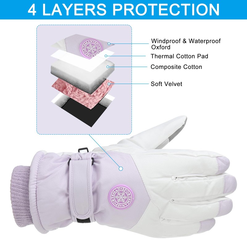 PATIKIL Winter Ski Snow Gloves, 1 Pair Waterproof Winter Warming