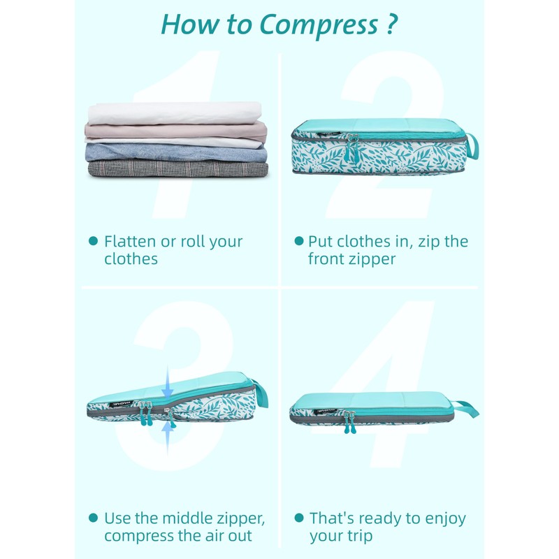 Bagail Ultralight Packing Cubes 7 Set, 3 Compression Packing Cubes