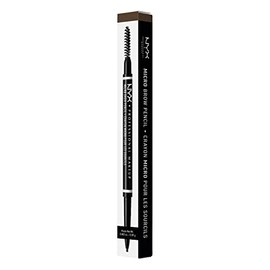 NYX Professional Makeup Eyebrow Pencil, Micro Brow Pencil, Double-Sided with Retractable Eyebrow Pencil and Brush, Vegan Formula, Shade: Ash Brown