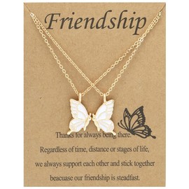 Friendship Necklaces Gifts for 2 Girls Bff Necklace for Christmas Birthday Gift Matching Butterfly Necklace for Friend Pendant Necklace Gifts for Women, 2 pcs
