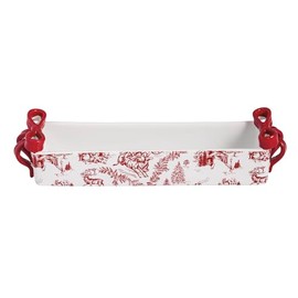 Mud Pie Christmas Bow Toile Cracker Dish