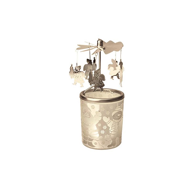 Kerzenfarm Santa Rotary Carousel for Tealights, Metal and Glass, 16.5cm