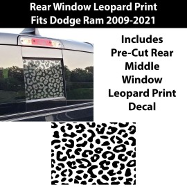 ClearSurface Fits Dodge Ram 2009-2022 Rear Back Middle Window Leopard Print Decal Sticker - Black