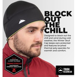 Tough Headwear Winter Skull Caps for Men, Skull Cap Football, Helmet Liner, Running Beanie, Cycling Cap, Motorcycle Skull Cap
