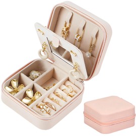 fogman Accessory Case, Portable, Portable, Storage, Jewelry Case, Pierced Earrings, (Pink)