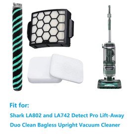 HEPA Filter Brush Roller Accessories Compatible with Shark LA802 LA742 Detect Pro Lift-Away Duo Clean Bagless Upright Vacuum Cleaner Replacement Parts XFFK320 XHF320