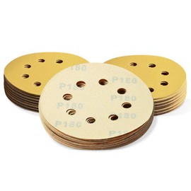 SPEEDWOX Sanding Paper Sandpaper, 50 Pieces, #180, Hole Included, Magic Type, Sandpaper, Diameter 4.9 inches (125 mm), Set, Round Disc, Air Sander, Round Pads, For Carpentry, Dust Absorption, Random