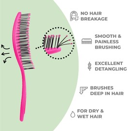 Ninabella spiral hairbrush neon pink