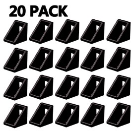 20Pcs 2028 Aluminum Corner Bracket, L-Shape 2 Holes Right Angle Joint Bracket for 20 Series Aluminum Extrusion (2028-20PCS, Black)