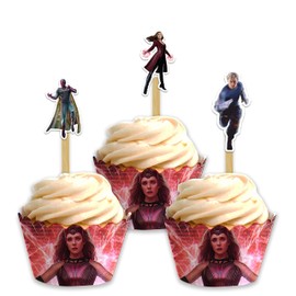 Wnda Maxmof Cupcake Wrappers – Scrlet With Birthday Party Decorations for Fans, Perfect for Superhero-Themed Celebrations