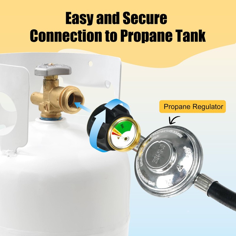Rixordd 8 Feet Propane Regulator Hose with Gauge - QCC1