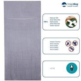 Vagabag- Luxury Silk Sleeping Bag Liner - 100% Natural Silk Travel Sheet - Anti Mosquito, Anti Bugs - Compact and Ultra lightweight (Harbor grey, XL 1 Pers. 33x87 in)