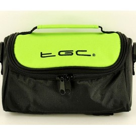TGC ® Camera Case for Panasonic Lumix DMC-LC40B with shoulder strap and Carry Handle (Electric Green & Black)