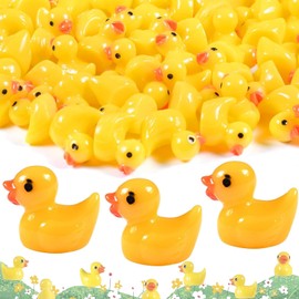Mini Ducks Pack of 100, Mini Squeaky Duck, Mini Resin Duck Mini Resin Duck, Figures Mini Ducks Resin, Small Figures Mini Ducks, for DIY Aquarium, Garden, Landscape, Dollhouses