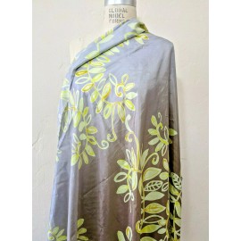 Unbranded Green Border Printed 100% Silk habbati Fabric 45” wide. Sold By Yard