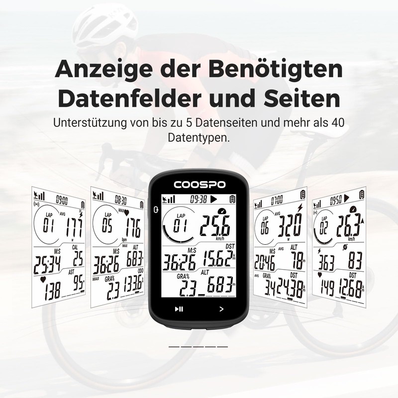 COOPSO CS300 Wireless Bicycle Computer GPS Speedometer with 2.6 Inch