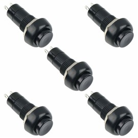 Black On-(Off) Momentary Round Push Button Switch 12mm SPST Hobby DIY Auto Electronics (Pack of 5)