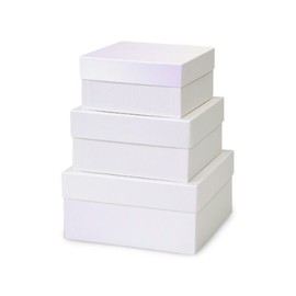 Nested Gift Boxes with Lids, Pearl White, Set/3