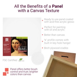 Ampersand Art Supply Wood Gesso Art Painting Panel: Canvas Texture, 3/4 Inch Cradle, 8" x 8"