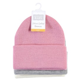 Hudson Baby Unisex Baby Knit Cuffed Beanie 3pk, Orchid Pink, Adult