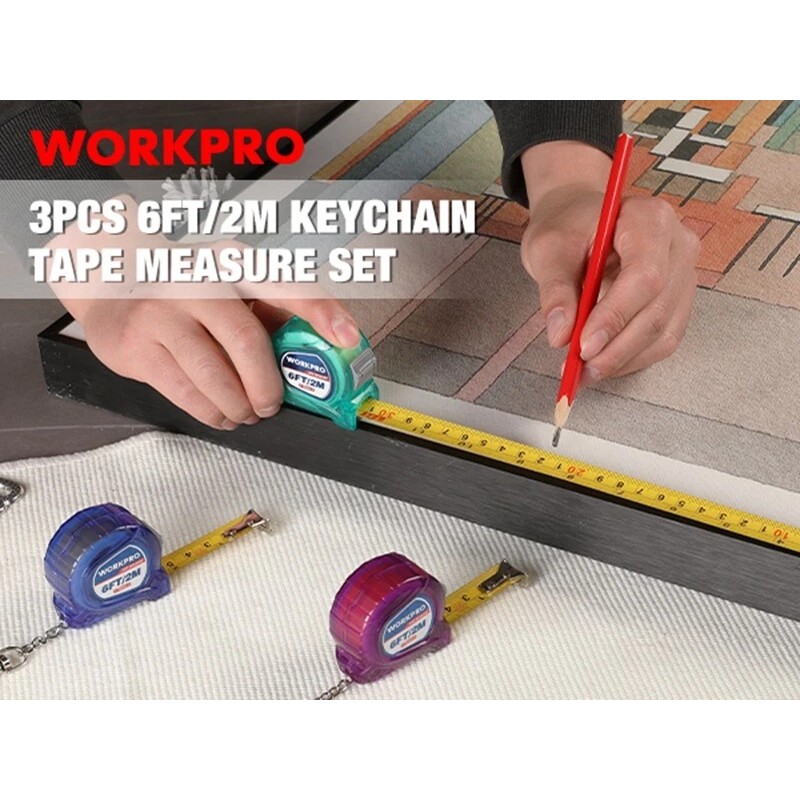 WORKPRO 3 Pcs Keychain Tape Measure Set 6FT Retractable Pocket