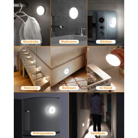 KALAHOL Motion Sensor Lights Indoor, Cupboard Lights, 6 Pack Stair Lights Night Lights, 3 Modes USB Charging Wall Lights, Magnetic Sensor Lights Indoors for Kitchen Stair Closet Under Cabinet