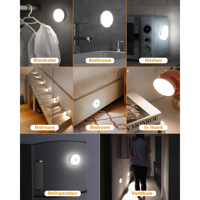 KALAHOL Motion Sensor Lights Indoor, Cupboard Lights, 6 Pack Stair
