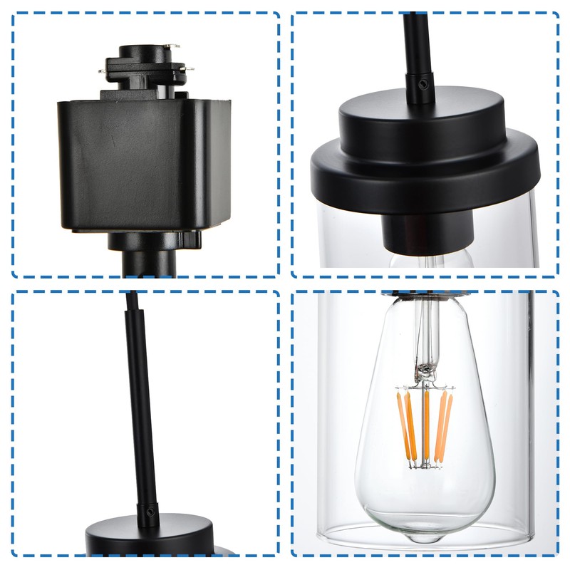MELUCEE 4 Pack H-Type Track Lighting Pendants Black Ceiling Track